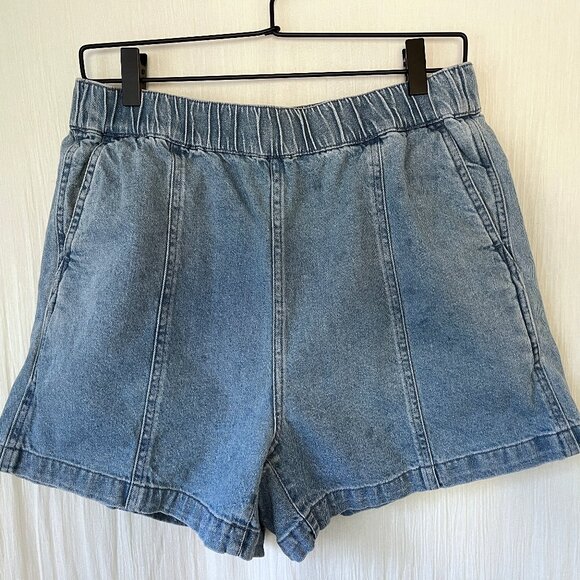 Madewell pull-on denim shorts in Rathmore wash roomy pockets S - Picture 2 of 9